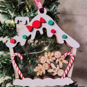 Gingerbread House Personalised Family Christmas Tree Decoration Handmade in Ireland for Irish family Christmas Xmas Tree engraved with up to 8 kids & pet names