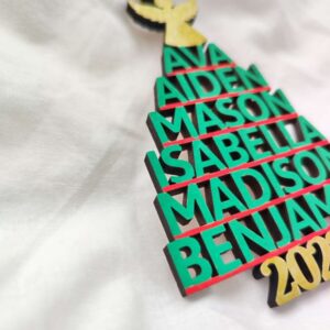 Personalised Family Names Christmas Tree Decoration. Child & Childrens Name Christmas Tree Decorations Handmade in Ireland perfect for family XMAS.