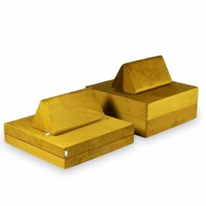 Play Sofa For Kids: Gold Velvet Montessori Play Sofa Bed delivered Ireland & EU with Gift Note. Handmade for Children & Kids Nursery, Childs Play Room