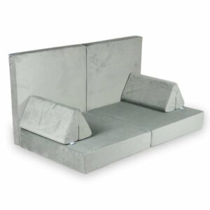 Play Sofa Bed for Kids, Toddlers & Children: Grey Velvet Montessori Play Sofa Bed delivered Ireland, EU, North America & Beyond with Gift Note. Handmade for Kids Nursery, Childs Play Room...