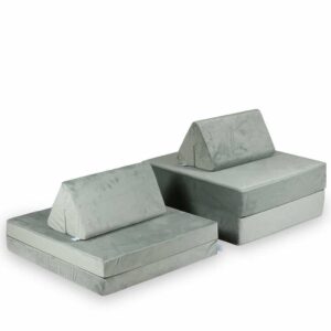 Play Sofa Bed for Kids, Toddlers & Children: Grey Velvet Montessori Play Sofa Bed delivered Ireland, EU, North America & Beyond with Gift Note. Handmade for Kids Nursery, Childs Play Room...