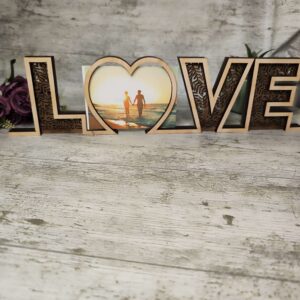 Valentine Photo Frame. Wooden Love Photo Frame for photo in Heart Shaped O of Love. Perfect for Valentine’s Day, Wedding, Anniversary gift. Delivered Ireland.