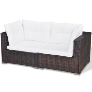 Brown Rattan Garden Furniture Set (5 pcs) delivered Ireland. Stylish, weatherproof PE rattan. Comfy cushions. For patios & balconies. Order online today!