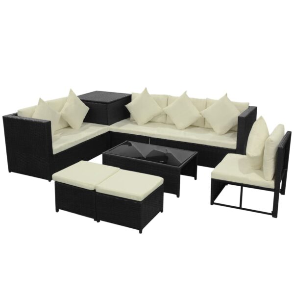 Black Rattan Garden Furniture Sofa Lounge Set with Cushions in Poly Rattan. 8 Piece Garden Sofa & Table set in Brown Rattan delivered Rep Of Ireland