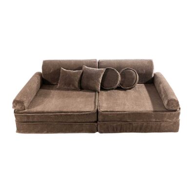 Ireland & EU: Cosy up in style! Brown Aesthetic Corduroy Kids’ Sofa - ultra-soft, safe, & modular for creative play. Shop comfy & stylish furniture for kids!