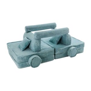 Turquoise Corduroy Kids’ Sofa - ultra-soft, safe, & modular for creative play. Shop comfy & stylish furniture for kids! Ireland & EU: Cosy up in style!