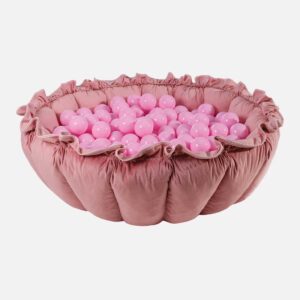 Pink Flower Ball Pit Play Nest Mat 2-in1 inc 100 Pastel Pink Balls for Babies, Toddlers, Kids, Bed Room & Nursery. Soft & Child Safe. Delivered Ireland & EU