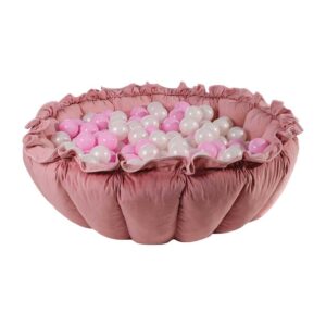 Fun Blooms Here! Pink Flower Ball Pit Play Nest Mat 2-in1 inc 100 Pastel Pink & Pearl Balls for Kids, Play Room, Bed Room & Nursery. Delivered Ireland & EU