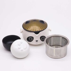 Panda Teapot Set with two cups and a travel case. Perfect for tea lovers, travel and gifting. Shop now for a charming tea time experience!