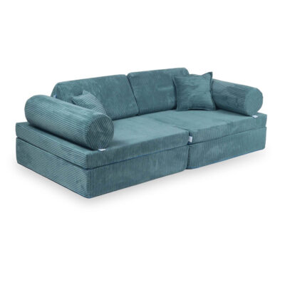 Blue Play Sofa For Kids: Montessori Blue Corduroy Play Sofa Bed delivered Ireland & EU with Gift Note. Handmade for Children & Kids Nursery, Childs Play Room. Comfort Edition: 10 Elements