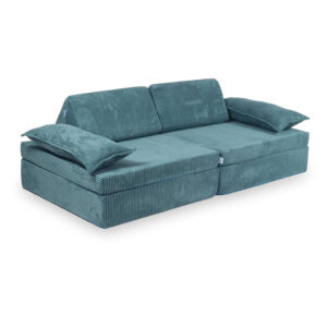 Blue Play Sofa For Kids: Montessori Blue Corduroy Play Sofa Bed delivered Ireland & EU with Gift Note. Handmade for Children & Kids Nursery, Childs Play Room. Luxury Edition: 13 Elements