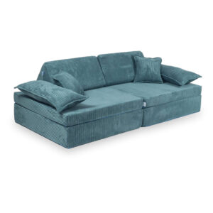 Blue Play Sofa For Kids: Montessori Blue Corduroy Play Sofa Bed delivered Ireland & EU with Gift Note. Handmade for Children & Kids Nursery, Childs Play Room. Luxury Edition: 13 Elements
