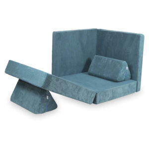Blue Play Sofa For Kids: Montessori Blue Corduroy Play Sofa Bed delivered Ireland & EU with Gift Note. Handmade for Children & Kids Nursery, Childs Play Room. Std Edition: 6 Elements