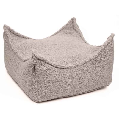 Light Grey Pouffe Bean Bag. Square Kids Pouf with Handmade CuddleBear washable cover. Footstool, Footrest, Bean Bag Style Kids Room Decor Delivered Ireland.