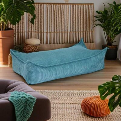 Turquoise Bean Bag delivered Ireland & EU. Rectangular Kids Pouf with Handmade cover. Bean Bag Style Kid’s Room Decor Pouf, Footstool or Footrest delivered Ireland & EU
