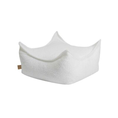 White Pouffe Bean Bag. Square Boucle Childs Pouf with Handmade washable cover. Footstool, Footrest, Bean Bag Style Kids Room Decor Delivered Ireland.