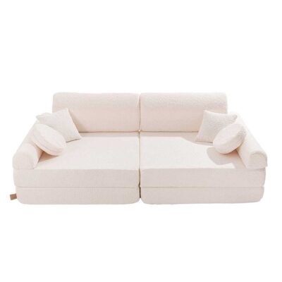 Kids’ White Play Sofa in Boucle Fleece Delivered Ireland & EU. Premium ultra-soft, safe & modular Play Sofa. Shop comfy & stylish play sofas for kids! Ireland & EU: Cosy up in style!