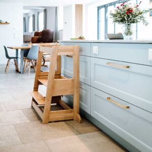 Twin & Sibling Learning Tower for Two Children – tiSsi® Adjustable Wooden Step Stool. German design, Double Learning Tower Step Stool direct to Ireland & EU