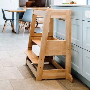 Twin & Sibling Learning Tower for Two Children – tiSsi® Adjustable Wooden Step Stool. German design, Double Learning Tower Step Stool direct to Ireland & EU