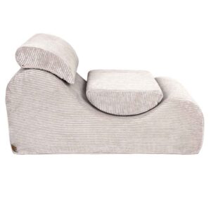 Wave Lounger Seat for Kids in Ecru offers ergonomic comfort with its unique “S” shape, adjustable headrest & premium Soft Cord material. Ireland & EU Delivery.