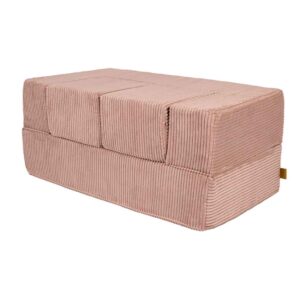 Cube Play Sofa Bed for Kids & Children Ireland. Pink Cord Soft Foam Sofa with 2 Poufs. Folds into Bed for Naps & Sleepovers. 96Lx50Dx40H cm. Delivered.