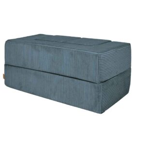 Cube Play Sofa Bed for Kids & Children Ireland. Turquoise Cord Soft Foam Sofa with 2 Poufs. Folds into Bed for Naps & Sleepovers. 96Lx50Dx40H cm. Delivered.