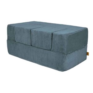 Cube Play Sofa Bed for Kids & Children Ireland. Turquoise Cord Soft Foam Sofa with 2 Poufs. Folds into Bed for Naps & Sleepovers. 96Lx50Dx40H cm. Delivered.