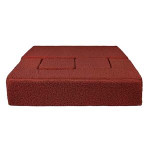 Cube Play Sofa Bed for Kids & Children Ireland. Bearly Brown Soft Foam Sofa with 2 Poufs. Folds into Bed for Naps & Sleepovers. 96Lx50Dx40H cm. Delivered.