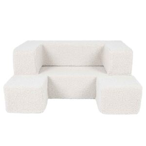 Cream Cube Play Sofa Bed for Kids & Children Ireland. Bearly Foam Sofa with 2 Poufs. Folds into Bed for Naps & Sleepovers. Tracked Delivery Ireland & EU.