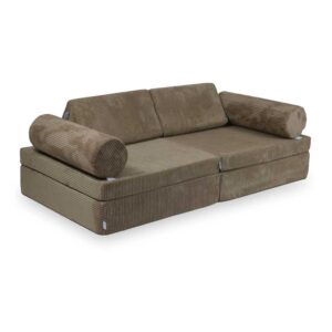 Play Sofa For Kids: 10 Part Toffee Corduroy Play Sofa Bed inc Rollers & Cushions delivered Ireland, EU & more. Handmade for Children, Nursery & Play Room.