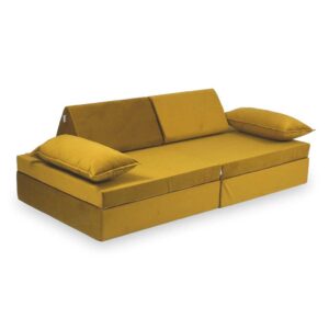 Play Sofa For Kids: Gold Velvet Modular 13 Part Play Sofa Bed delivered Ireland, EU & more. Handmade for Children & Kids Nursery, Childs Play Room