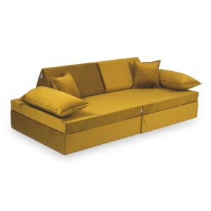 Play Sofa For Kids: Gold Velvet Modular 13 Part Play Sofa Bed delivered Ireland, EU & more. Handmade for Children & Kids Nursery, Childs Play Room