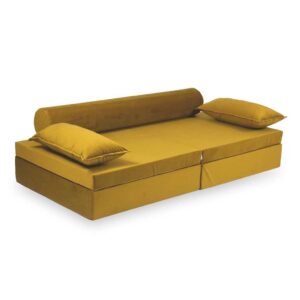 Play Sofa For Kids: Gold Velvet Modular 13 Part Play Sofa Bed delivered Ireland, EU & more. Handmade for Children & Kids Nursery, Childs Play Room