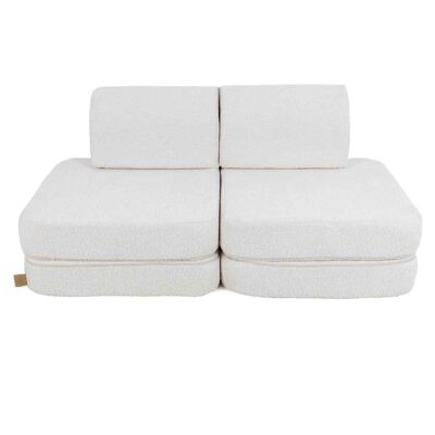 Pocket Sofa Classic: 6 Part Set. Compact space-saving Boucle White Play Sofa for kids. Handmade, washable covers. For play, gaming, reading & relaxation.