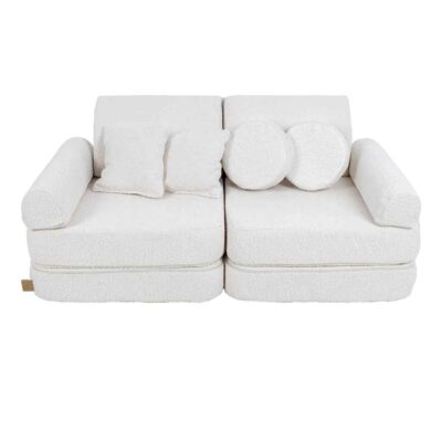 Pocket Sofa Plus: 12 Parts. Compact space-saving White Play Sofa for kids. Handmade, washable covers. For play, gaming, reading & relaxation. Delivered Ireland.