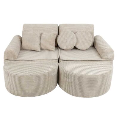 Pocket Sofa Max: 14 Part Ecru Play Sofa. Compact & space-saving with Handmade, washable covers. For play, gaming, reading & relaxation. Delivered Ireland & EU!