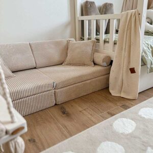 Mini Play Sofa For Kids: Beige Corduroy Modular 10 Part Play Sofa delivered Ireland, EU & more. Montessori Toy Handmade for Children, Nursery & Play Room