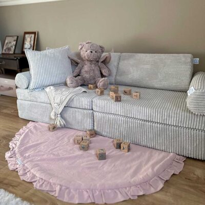 Mini Play Sofa For Kids: Grey Corduroy Modular 10 Part Play Sofa delivered Ireland, EU & more. Montessori Toy Handmade for Children, Nursery & Playroom