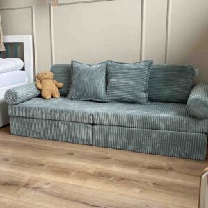 Mini Play Sofa For Kids: Light Mint Corduroy Modular 10 Part Play Sofa delivered Ireland, EU & more. Montessori Toy Handmade for Children, Nursery & Playroom