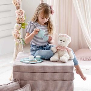 Light Pink Corduroy Mini Play Sofa – 10 Part Edition. Handmade Montessori toy for kids, perfect for nurseries & playrooms. Shop now for Ireland & EU delivery!