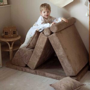 Mini Play Sofa For Kids: Toffee Corduroy Modular 10 Part Play Sofa delivered Ireland, EU & more. Montessori Toy Handmade for Children, Nursery & Playroom