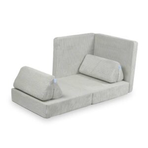 Mini Play Sofa For Kids: Grey Corduroy Modular 6 Part Play Sofa delivered Ireland, EU & more. Montessori Toy Handmade for Children, Nursery & Playroom