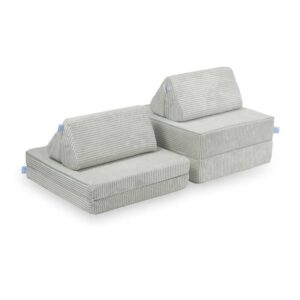 Mini Play Sofa For Kids: Grey Corduroy Modular 6 Part Play Sofa delivered Ireland, EU & more. Montessori Toy Handmade for Children, Nursery & Playroom