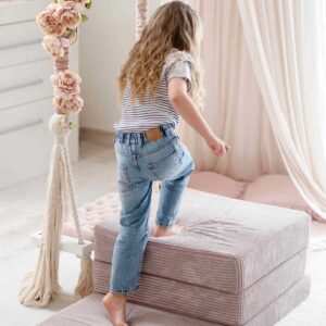 Mini Play Sofa For Kids: Light Pink Corduroy Modular 6 Part Play Sofa delivered Ireland, EU & more. Montessori Toy Handmade for Children, Nursery & Playroom