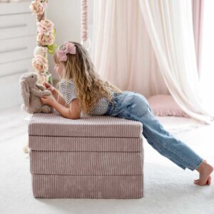 Mini Play Sofa For Kids: Light Pink Corduroy Modular 6 Part Play Sofa delivered Ireland, EU & more. Montessori Toy Handmade for Children, Nursery & Playroom