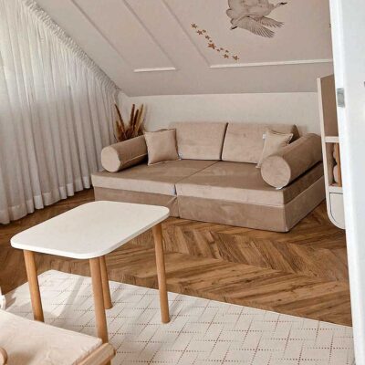 Play Sofa For Kids: Ecru Velvet Modular 10 Part Play Sofa Bed delivered Ireland, EU & more. Handmade for Children & Kids Nursery, Childs Play Room