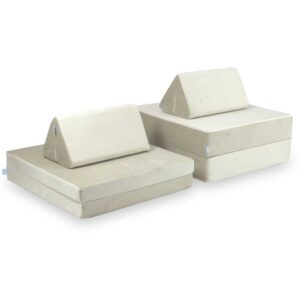 Play Sofa For Kids: Ecru Velvet Montessori Modular Play Sofa Bed delivered Ireland & EU. Handmade for Children & Kids Nursery, Childs Play Room