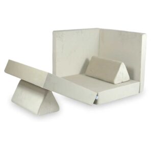 Play Sofa For Kids: Ecru Velvet Montessori Modular Play Sofa Bed delivered Ireland & EU. Handmade for Children & Kids Nursery, Childs Play Room