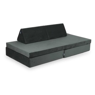 Soft & stylish Graphite Velvet Modular Play Sofa for kids – for playrooms, nurseries & Montessori spaces. Handmade & delivered across Ireland & EU. Order now!