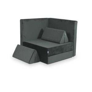 Soft & stylish Graphite Velvet Modular Play Sofa for kids – for playrooms, nurseries & Montessori spaces. Handmade & delivered across Ireland & EU. Order now!